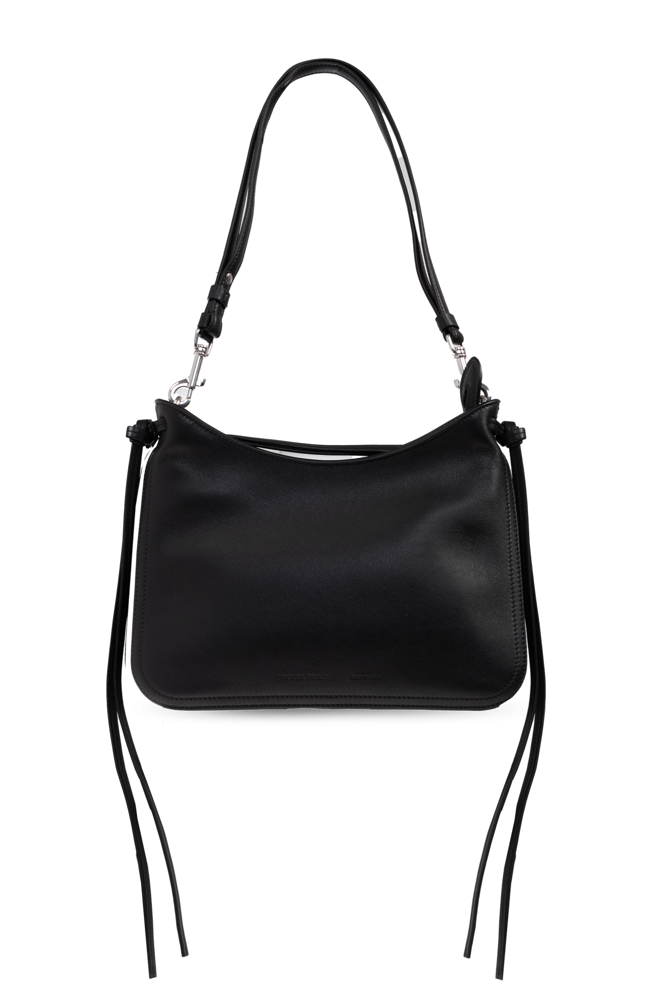 【PHOEBE PHILO】人気★Gig Bag レザー ショルダーバッグ PHOEBE PHILO | GIG POUCH | BLACK LEATHER WITH SILVER